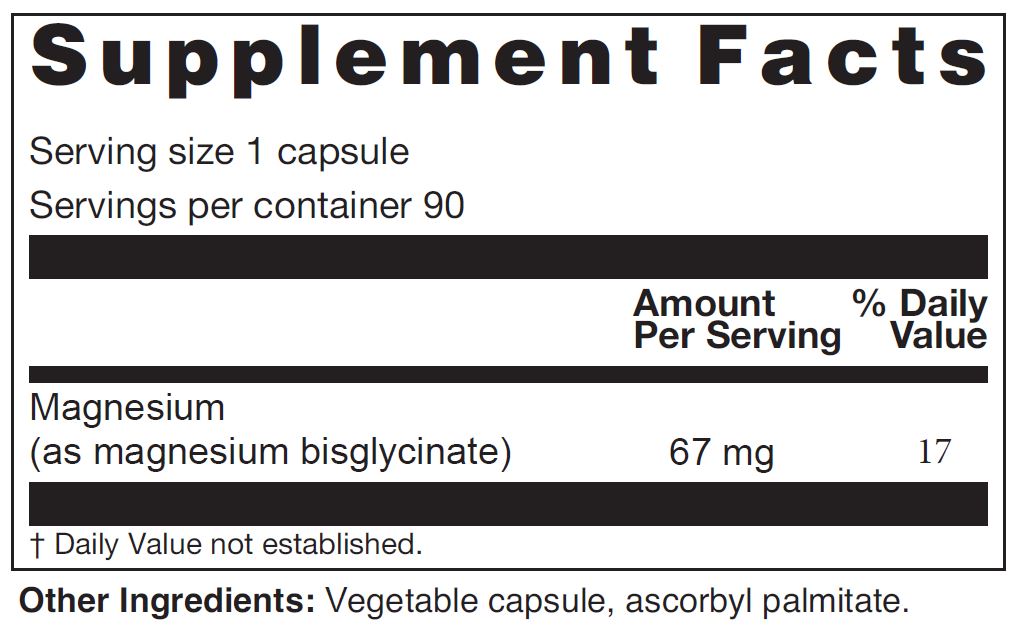 Magesium Glycinate Supplement Facts